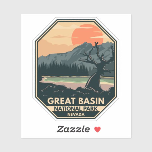 Nationalpark Retro-Emblem des Great Basin Aufkleber (Blatt)