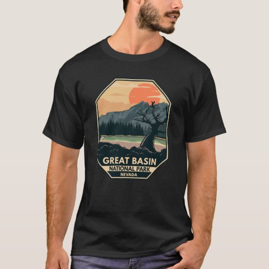 Nationalpark Retro-Emblem des Great Basin T-Shirt (Vorderseite)