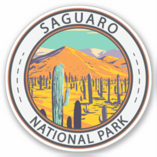 Nationalpark Saguaro Cacti im Frühjahr Abzeichen Aufkleber