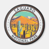 Nationalpark Saguaro Cacti im Frühjahr Abzeichen Magnet (Vorne)