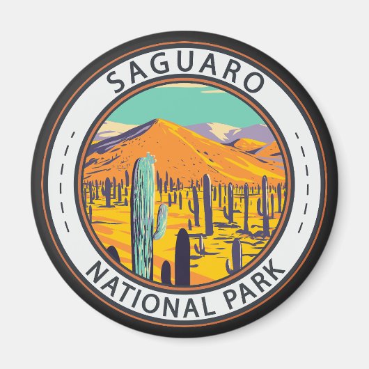 Nationalpark Saguaro Cacti im Frühjahr Abzeichen Magnet (Vorne)