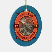 Nationalpark Saguaro Coyote Retro Kompass Emblem Keramik Ornament (Rechts)