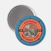 Nationalpark Saguaro Coyote Retro Kompass Emblem Magnet (Vorderseite/Rückseite)