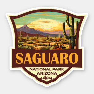 Nationalpark Saguaro Illustration Retro Aufkleber