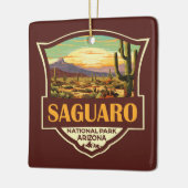 Nationalpark Saguaro Illustration Retro Keramikornament (Links)