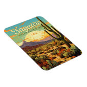 Nationalpark Saguaro Illustration Retro Magnet (Rechte Seite)