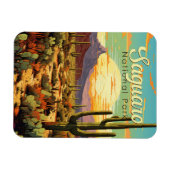 Nationalpark Saguaro Illustration Retro Magnet (Horizontal)