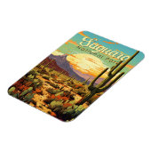 Nationalpark Saguaro Illustration Retro Magnet (Linke Seite)