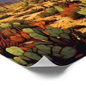 Nationalpark Saguaro Illustration Retro Poster (Ecke)