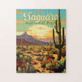 Nationalpark Saguaro Illustration Retro Puzzle (Vertikal)