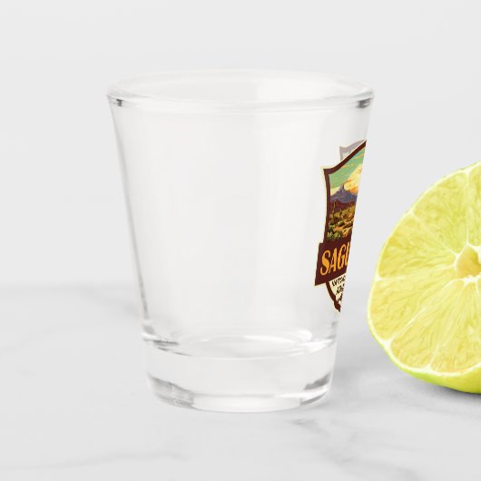Nationalpark Saguaro Illustration Retro Schnapsglas (Links)