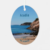 Nationalpark Sand Beach Blue Acadia Ornament Aus Metall (Vorderseite links)