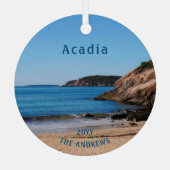 Nationalpark Sand Beach Blue Acadia Ornament Aus Metall (Rückseite)