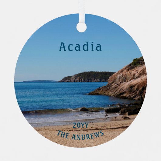 Nationalpark Sand Beach Blue Acadia Ornament Aus Metall (Vorderseite)