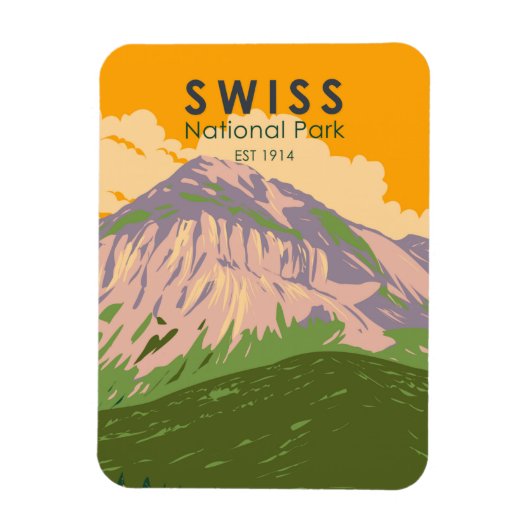 Nationalpark Schweiz Vintag Magnet (Vertikal)