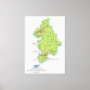 Nationalpark Snowdonia, Wales-Karte Leinwanddruck