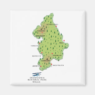 Nationalpark Snowdonia, Wales Karte Magnet