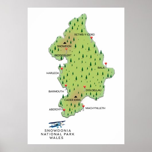 Nationalpark Snowdonia, Wales-Karte Poster (Vorne)