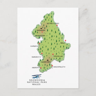 Nationalpark Snowdonia, Wales-Karte Postkarte
