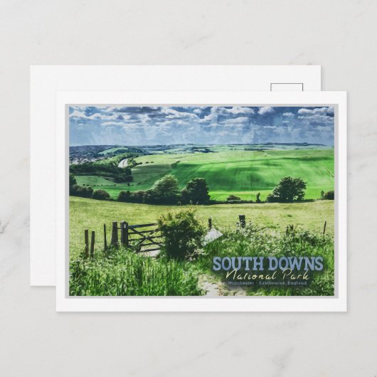 NATIONALPARK SÜDDOWNS - BRIGHTON - ENGLAND POSTKARTE (Vorne/Hinten)