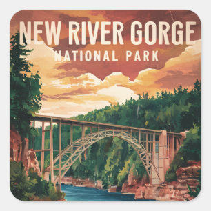Nationalpark und Erhaltung der New River Gorge Quadratischer Aufkleber