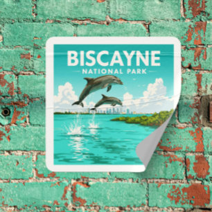 Nationalpark Vintag Biscayne Quadratischer Aufkleber
