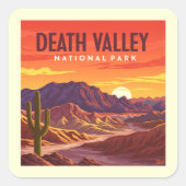 Nationalpark Vintag Death Valley Quadratischer Aufkleber (Vorderseite)