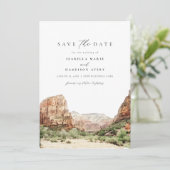 Nationalpark Wasserfarbe Zion Save the Date Einladung (Stehend Vorderseite)