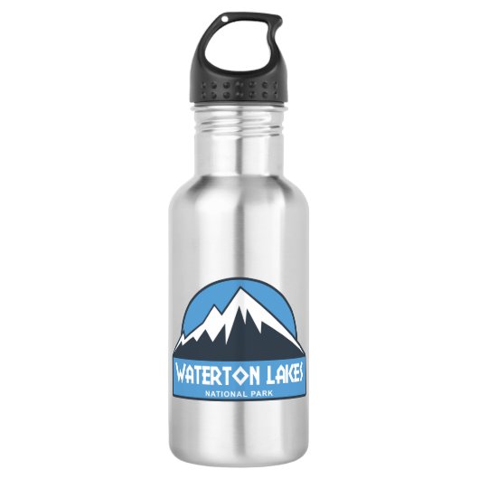 Nationalpark Waterton Lakes Edelstahlflasche (Vorderseite)