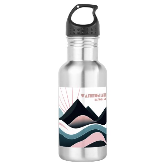 Nationalpark Waterton Lakes Edelstahlflasche (Vorderseite)