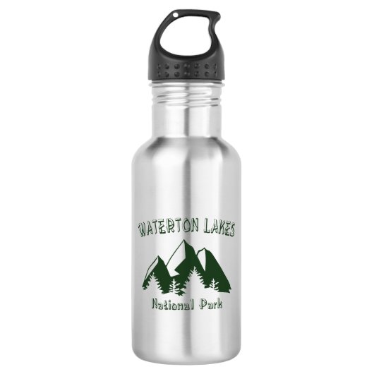 Nationalpark Waterton Lakes Edelstahlflasche (Vorderseite)