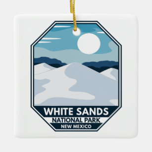 Nationalpark Weißer Sand Minimal Retro Emblem Keramikornament