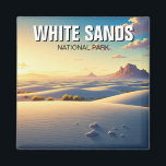Nationalpark White Sands Magnet<br><div class="desc">Der Nationalpark White Sands ist ein einzigartiger und magischer Ort. Es ist eine Zuhause auf das weltgrößte Gipsablagfeld, wo der Sand aus reinen weißen Gipskristallen besteht. Der Park liegt im Süden von New Mexico und erstreckt sich über mehr als 400 km² Wüstenlandschaft. Die Dünen von White Sands verändern sich ständig...</div>
