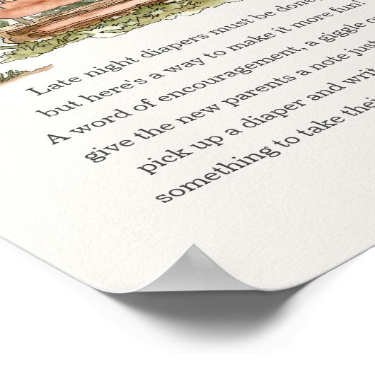 Nationalpark Windeln Gedanken Babydusche Zeichen Poster (Ecke)