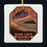 Nationalpark Windhöhle Keramikornament<br><div class="desc">Wind Cave Vektorgrafik Design. Die Höhle gilt als das dichteste Höhlensystem der Welt.</div>