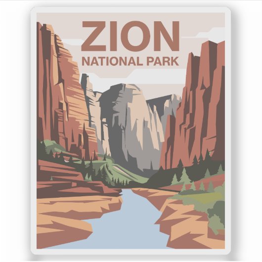 Nationalpark Zion Art Aufkleber (Vorderseite)