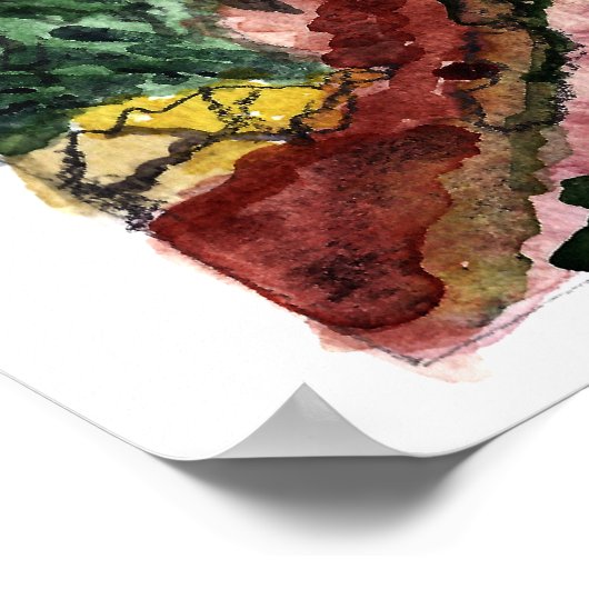 Nationalpark Zion Jungfrau Watercolor Kunst, Dicht Poster (Ecke)