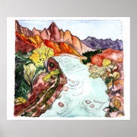 Nationalpark Zion Jungfrau Watercolor Kunst, Dicht