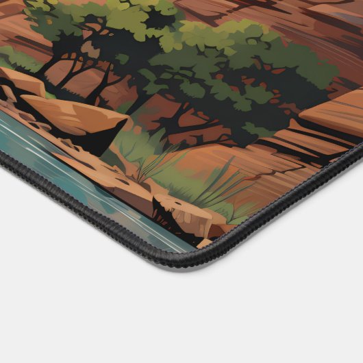 Nationalpark Zion Narrows Retro Art Schreibtischunterlage (Ecke)