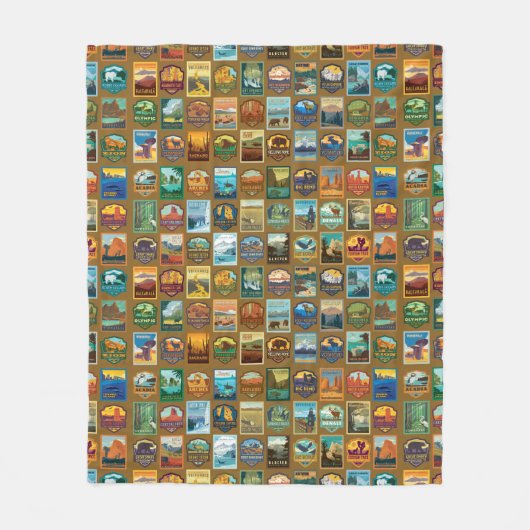 Nationalparkmuster Fleecedecke (Vorderseite)