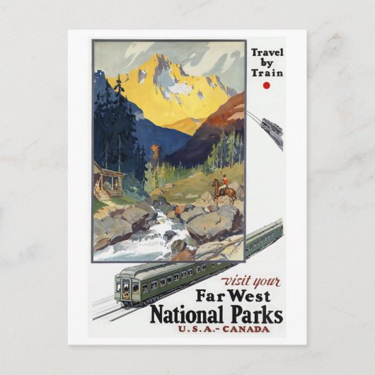 Nationalparks Fahrt mit dem Zug Postkarte (Vorderseite)