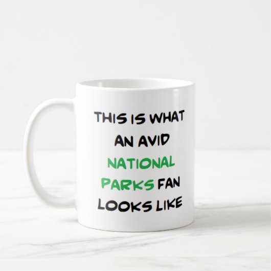 Nationalparks-Fan, begeistert Kaffeetasse (Links)