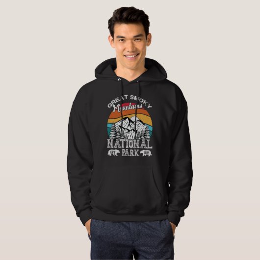 Nationalparks Große, spottige Berge Vintag Retro Hoodie (Vorne ganz)