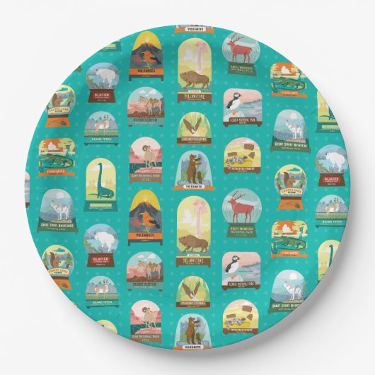 Nationalparks in Aquamarin Napkins Pappteller (Vorderseite)