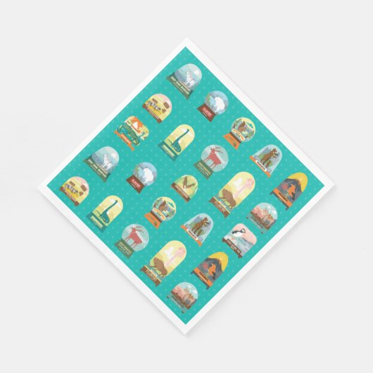 Nationalparks in Aquamarin Napkins Serviette (Ecke)