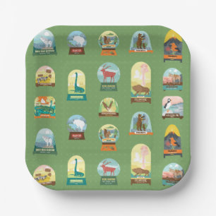 Nationalparks in Tellern des Grünbuchs Pappteller