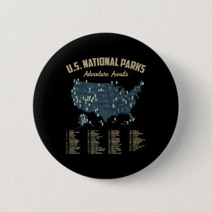 Nationalparks Karte USA Camping Wandern Outdoor Mä Button