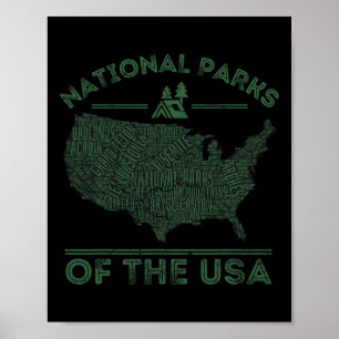 Nationalparks Karte Wandern Reisen Camping Outdoor Poster