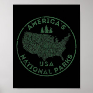 Nationalparks Karte Wandern Reisen Camping Outdoor Poster
