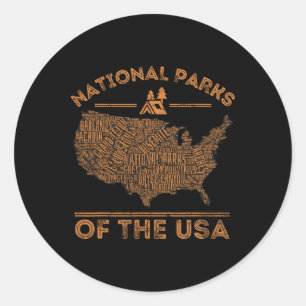 Nationalparks-Karte Wandern Reisen Camping Outdoor Runder Aufkleber